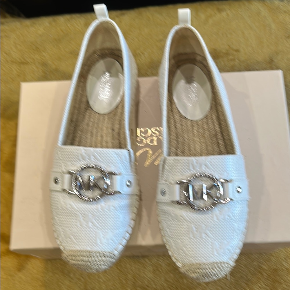 Chic White Espadrille Loafers.